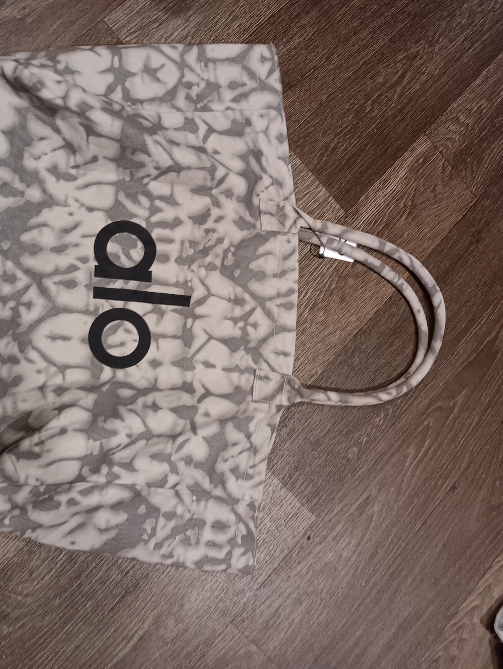 ALO Yoga Tote Bag Gray Tie-Dye Cotton Canvas Large Gym Travel Shop New - Picture 4 of 6